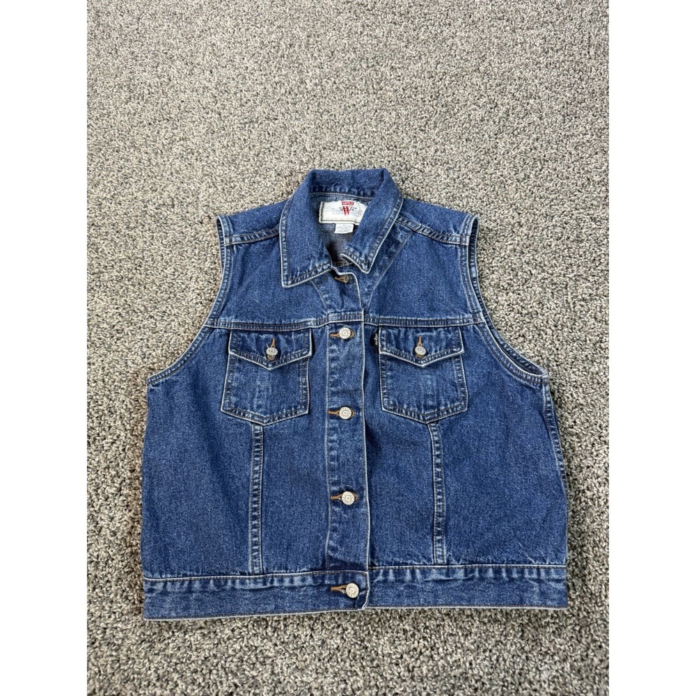 Vintage 90s Levi's Denim Jean Vest Women's Size Large Blue